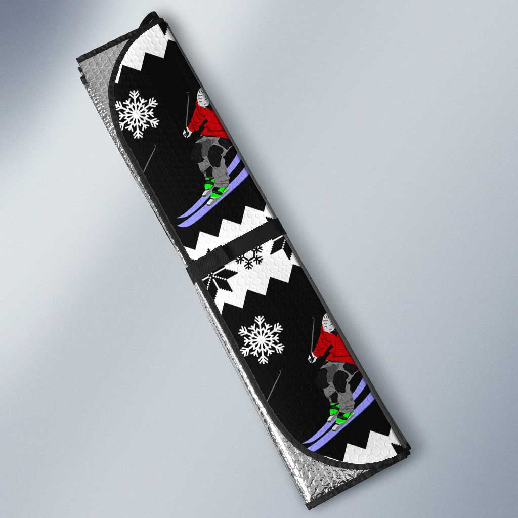 Skiing Snowflake Christmas Auto Sun Shade Xmas Holiday Patterns - Wonder Print Shop