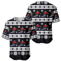 Skiing Snowflake Christmas Baseball Jersey Xmas Holiday Patterns - Wonder Print Shop