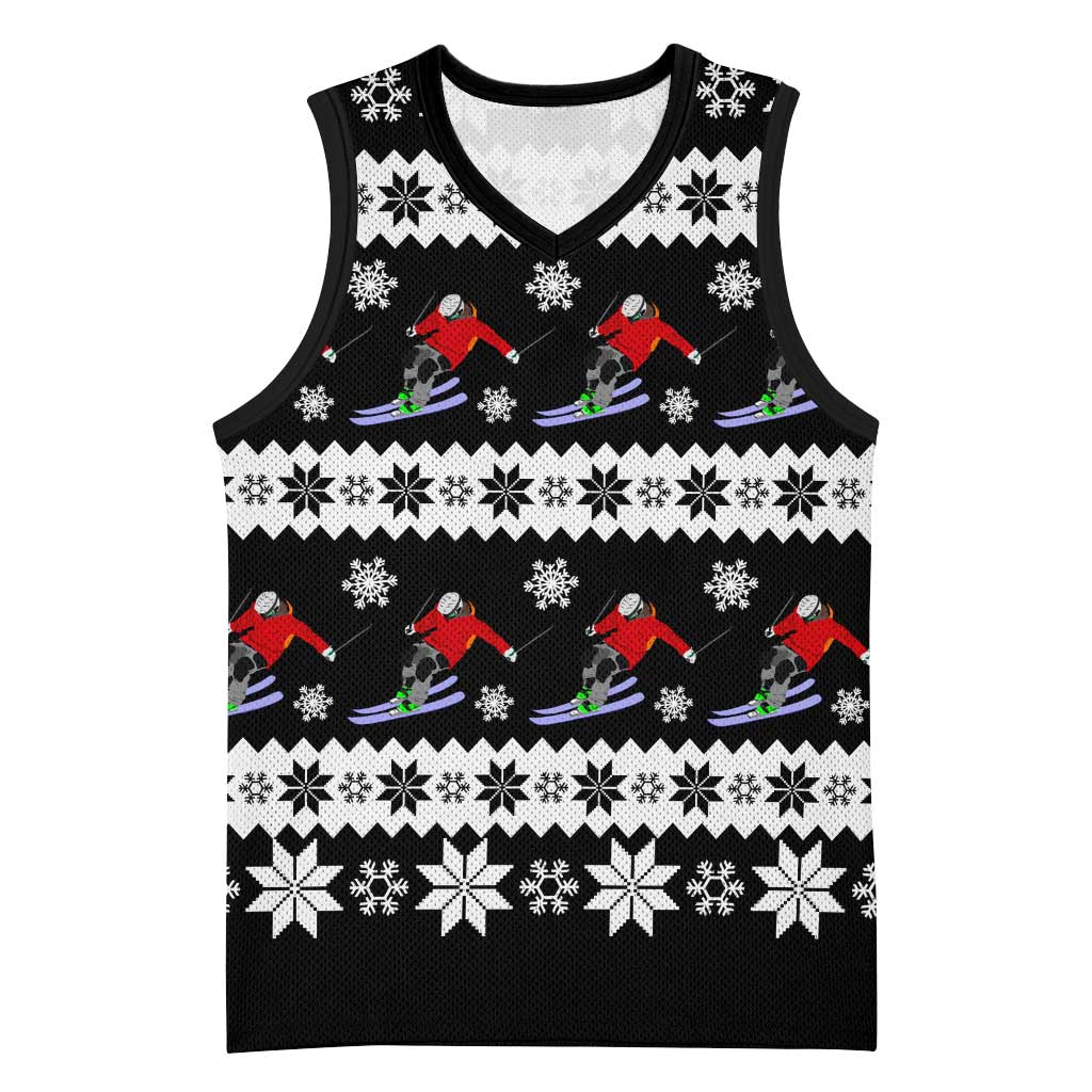 Skiing Snowflake Christmas Basketball Jersey Xmas Holiday Patterns - Wonder Print Shop