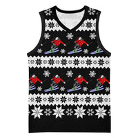 Skiing Snowflake Christmas Basketball Jersey Xmas Holiday Patterns - Wonder Print Shop