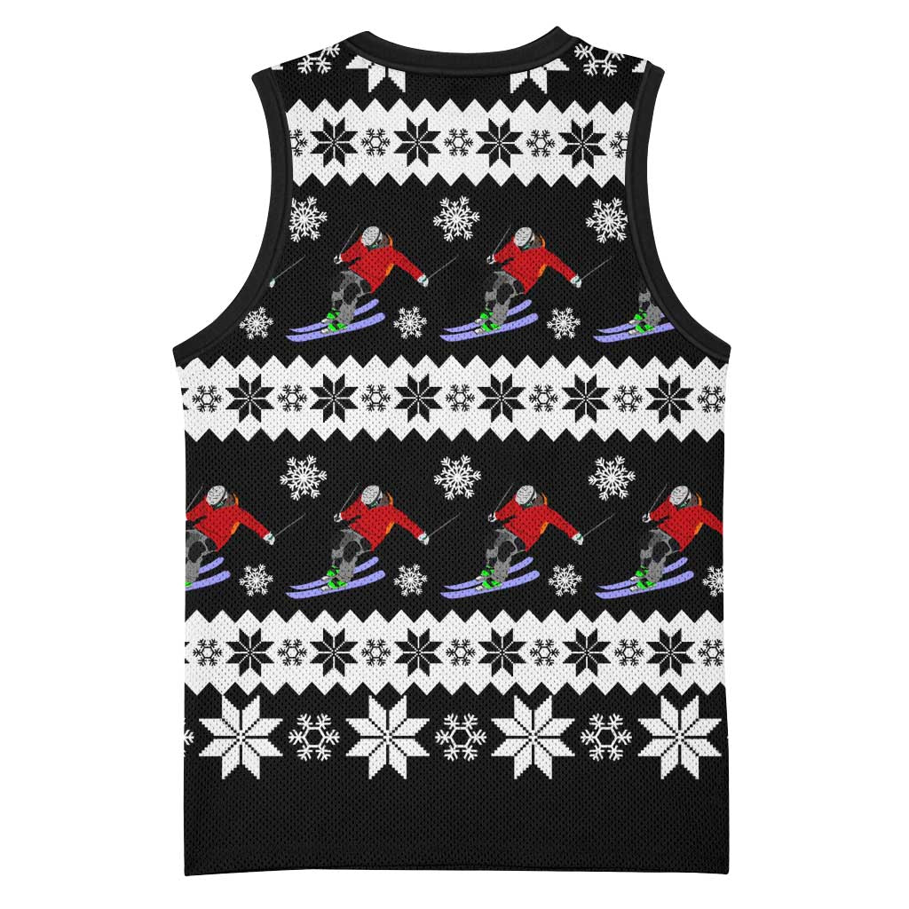 Skiing Snowflake Christmas Basketball Jersey Xmas Holiday Patterns - Wonder Print Shop