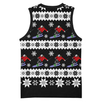 Skiing Snowflake Christmas Basketball Jersey Xmas Holiday Patterns - Wonder Print Shop