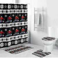 Skiing Snowflake Christmas Bathroom Set Xmas Holiday Patterns - Wonder Print Shop