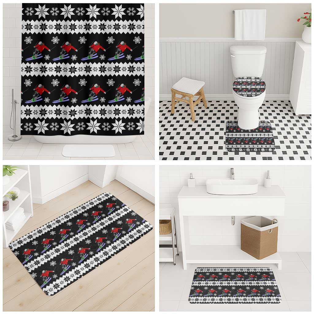 Skiing Snowflake Christmas Bathroom Set Xmas Holiday Patterns - Wonder Print Shop