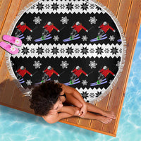 Skiing Snowflake Christmas Beach Blanket Xmas Holiday Patterns - Wonder Print Shop