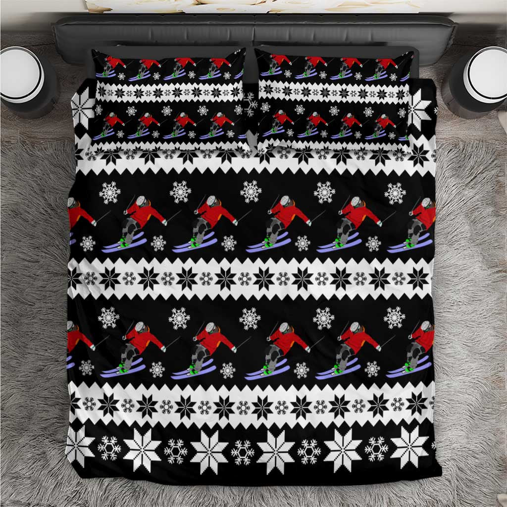 Skiing Snowflake Christmas Bedding Set Xmas Holiday Patterns - Wonder Print Shop