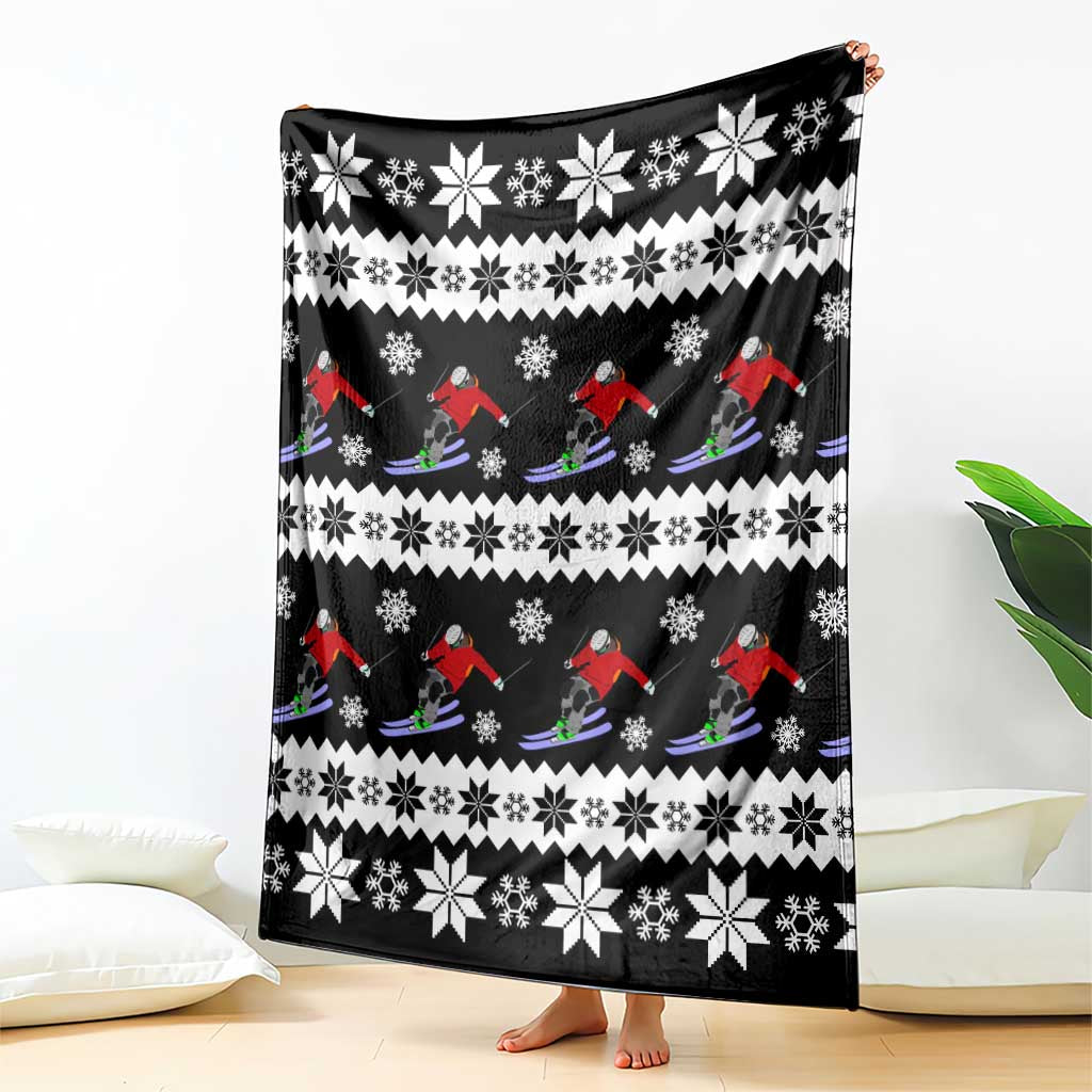 Skiing Snowflake Christmas Blanket Xmas Holiday Patterns - Wonder Print Shop