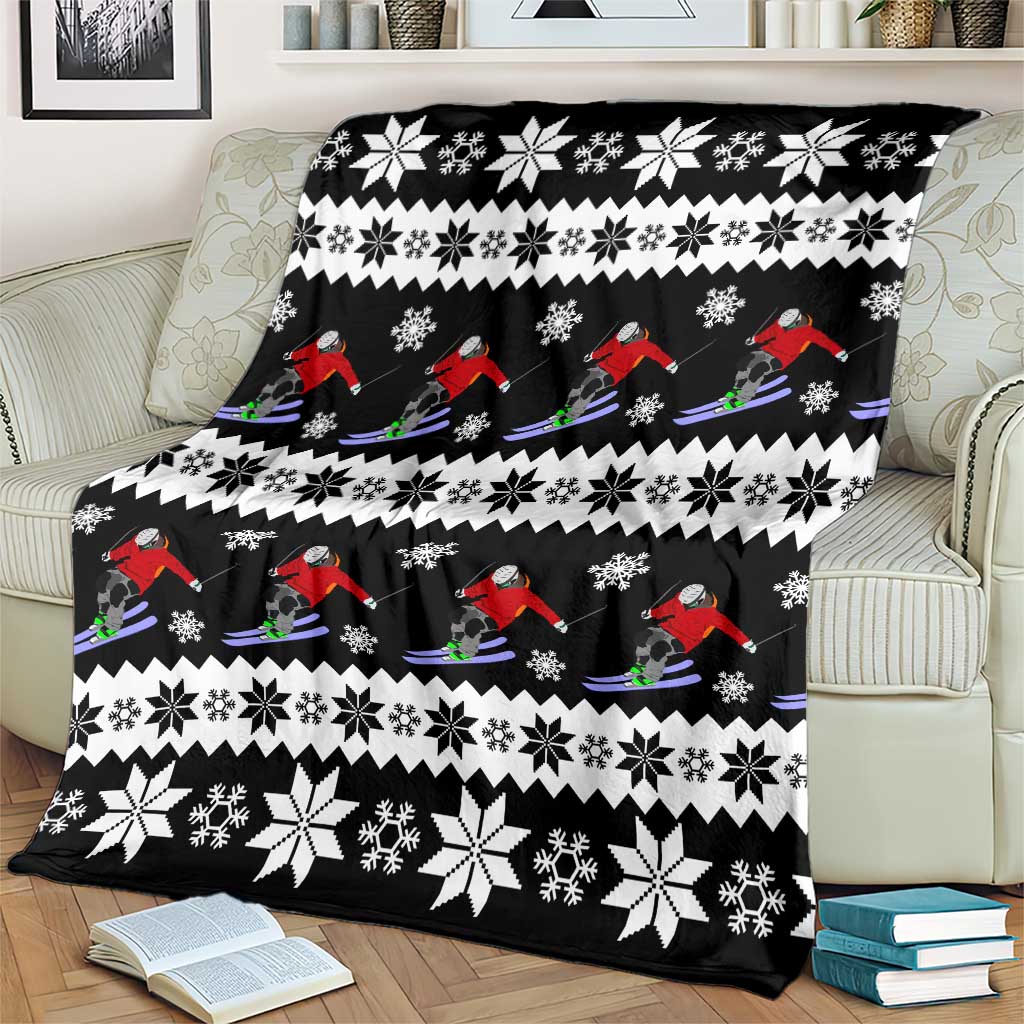 Skiing Snowflake Christmas Blanket Xmas Holiday Patterns - Wonder Print Shop