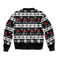 Skiing Snowflake Christmas Bomber Jacket Xmas Holiday Patterns - Wonder Print Shop