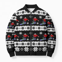 Skiing Snowflake Christmas Bomber Puffer Jacket Xmas Holiday Patterns - Wonder Print Shop