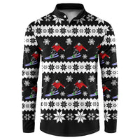 Skiing Snowflake Christmas Button Sweatshirt Xmas Holiday Patterns - Wonder Print Shop