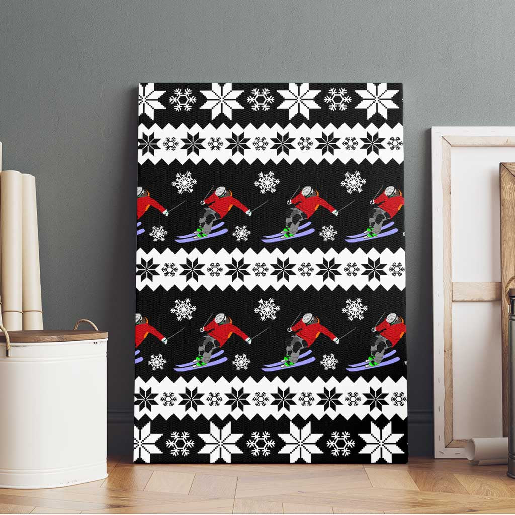 Skiing Snowflake Christmas Canvas Wall Art Xmas Holiday Patterns - Wonder Print Shop