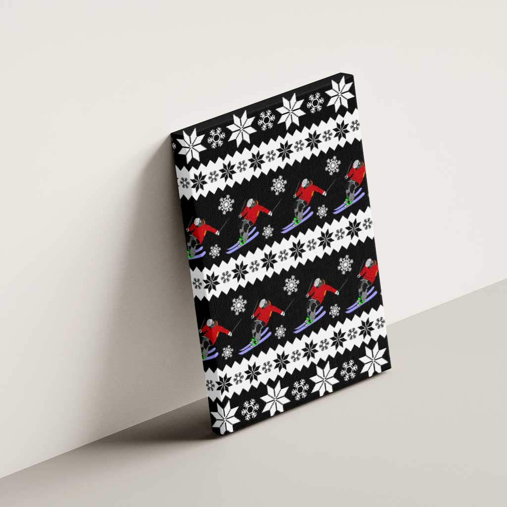 Skiing Snowflake Christmas Canvas Wall Art Xmas Holiday Patterns - Wonder Print Shop