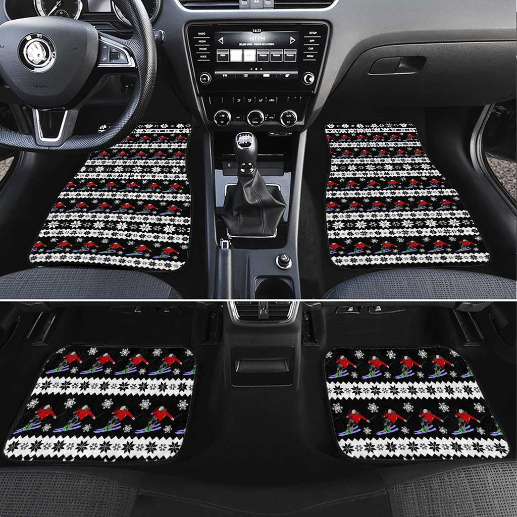 Skiing Snowflake Christmas Car Mats Xmas Holiday Patterns - Wonder Print Shop