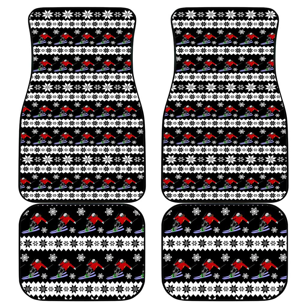 Skiing Snowflake Christmas Car Mats Xmas Holiday Patterns - Wonder Print Shop