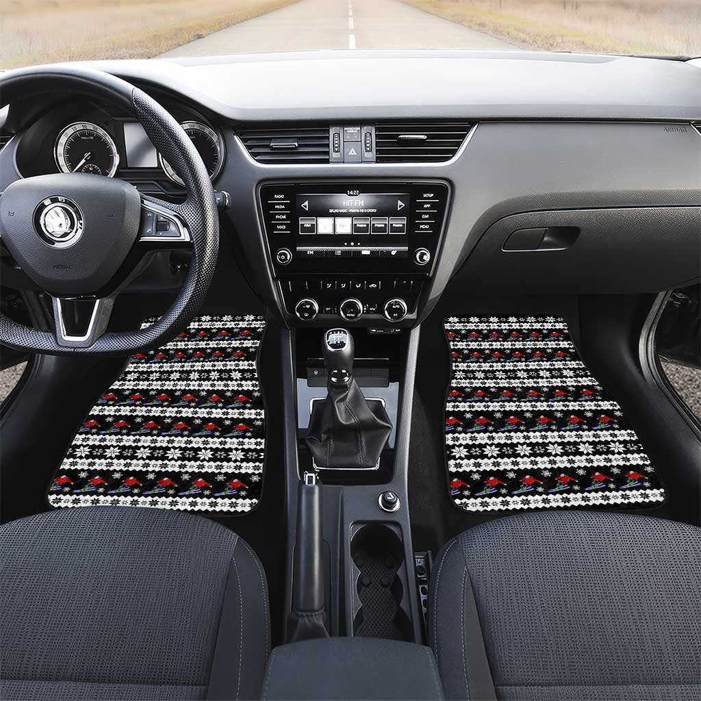 Skiing Snowflake Christmas Car Mats Xmas Holiday Patterns - Wonder Print Shop