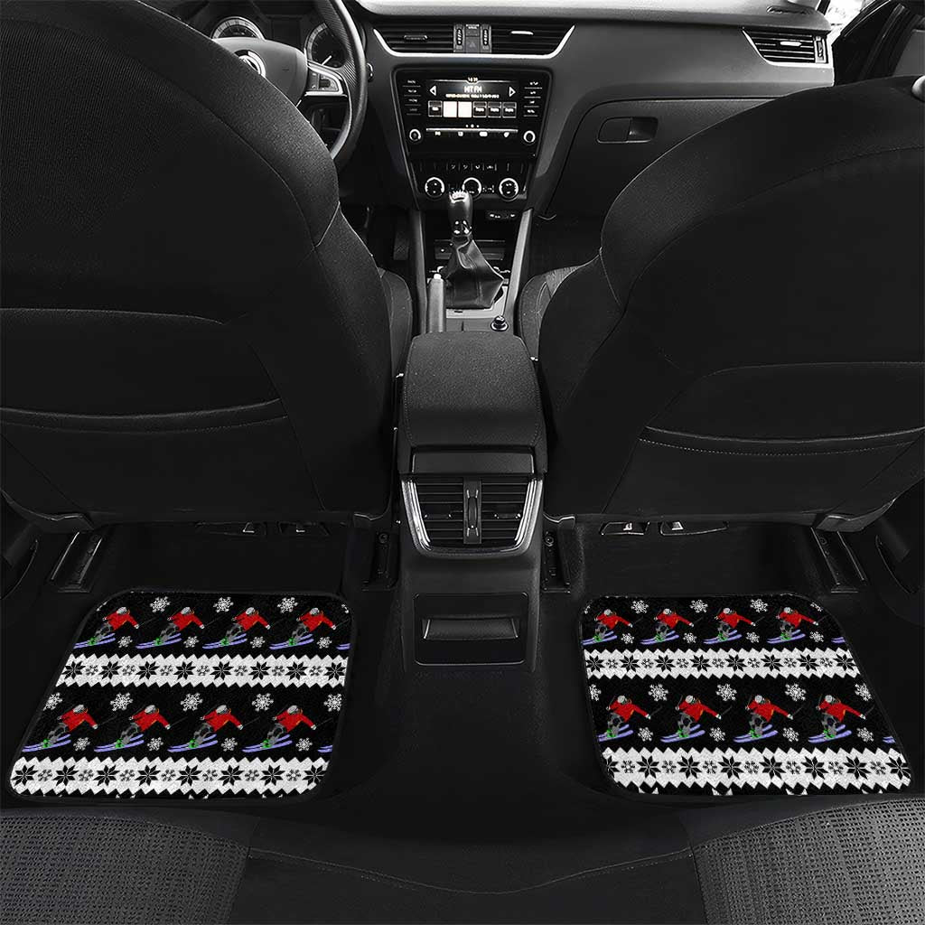 Skiing Snowflake Christmas Car Mats Xmas Holiday Patterns - Wonder Print Shop