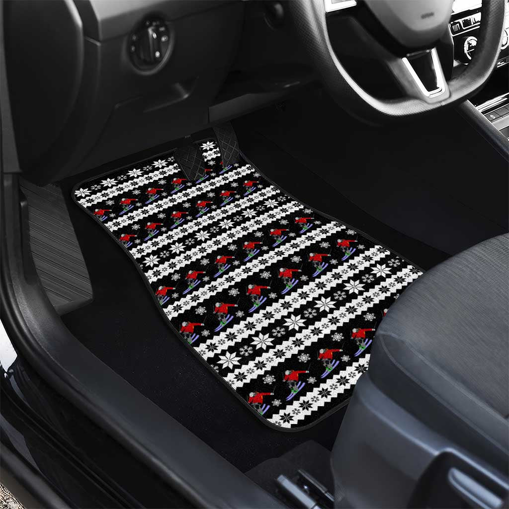 Skiing Snowflake Christmas Car Mats Xmas Holiday Patterns - Wonder Print Shop