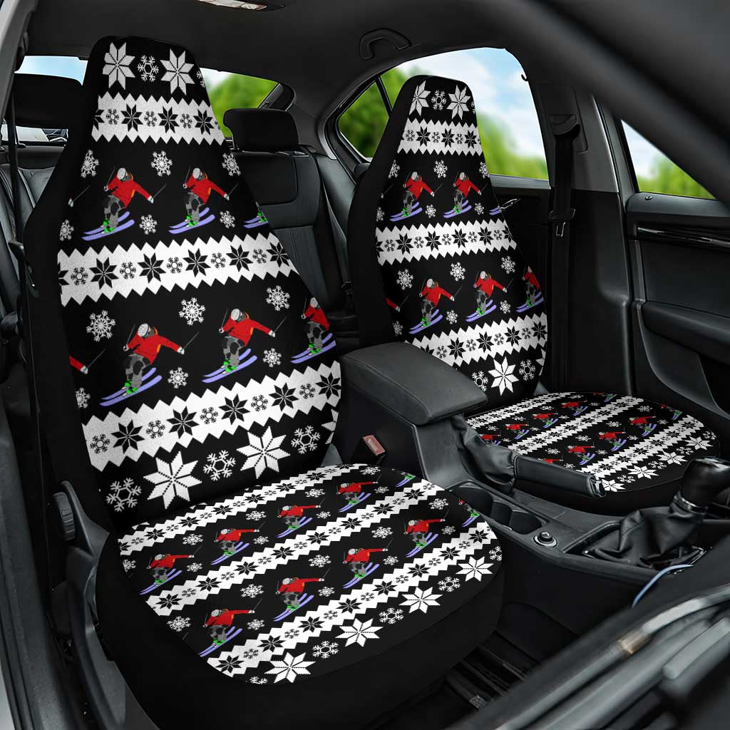 Skiing Snowflake Christmas Car Seat Cover Xmas Holiday Patterns - Wonder Print Shop