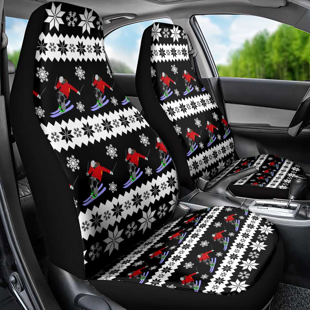 Skiing Snowflake Christmas Car Seat Cover Xmas Holiday Patterns - Wonder Print Shop