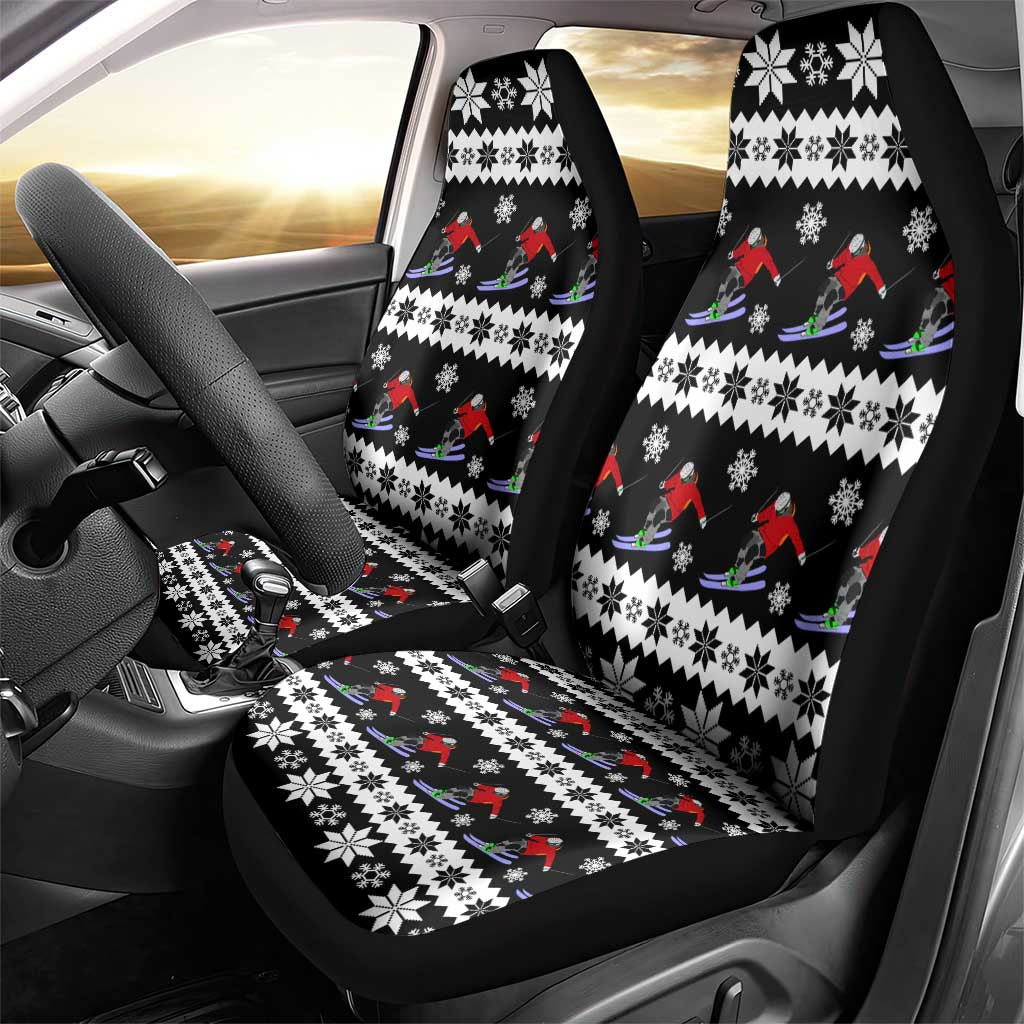 Skiing Snowflake Christmas Car Seat Cover Xmas Holiday Patterns - Wonder Print Shop