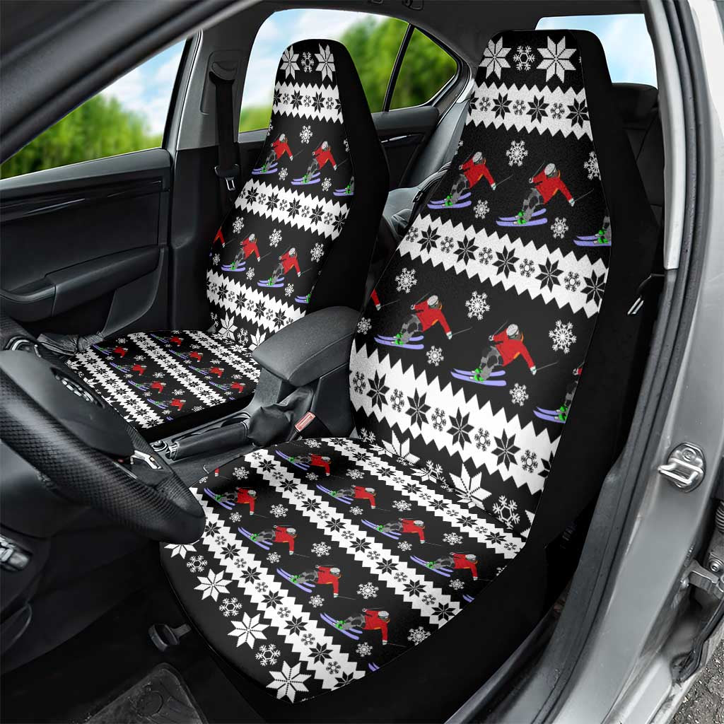 Skiing Snowflake Christmas Car Seat Cover Xmas Holiday Patterns - Wonder Print Shop