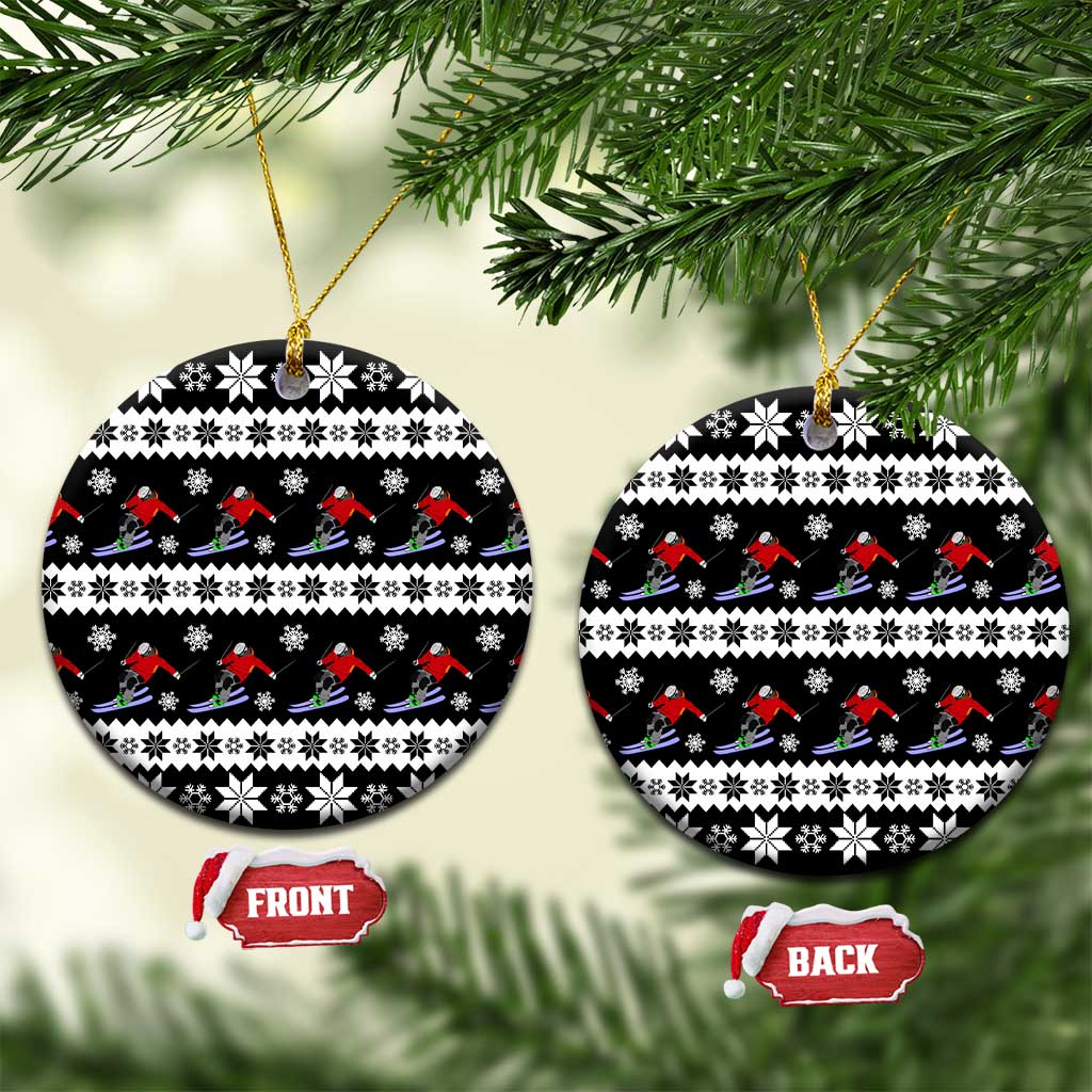 Skiing Snowflake Christmas Ceramic Ornament Xmas Holiday Patterns - Wonder Print Shop