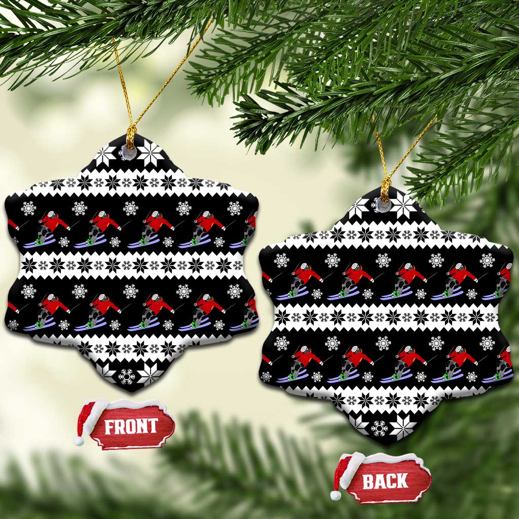 Skiing Snowflake Christmas Ceramic Ornament Xmas Holiday Patterns - Wonder Print Shop