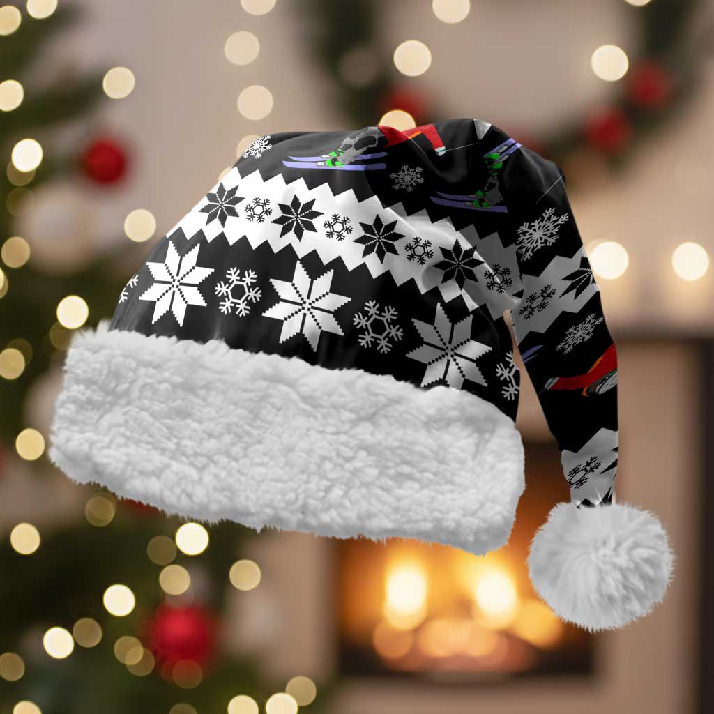 Skiing Snowflake Christmas Santa Hat Xmas Holiday Patterns - Wonder Print Shop