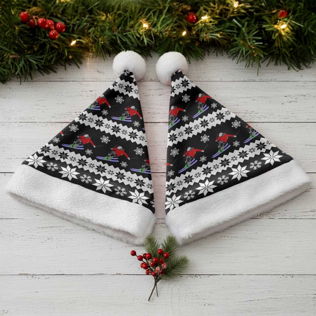 Skiing Snowflake Christmas Santa Hat Xmas Holiday Patterns - Wonder Print Shop