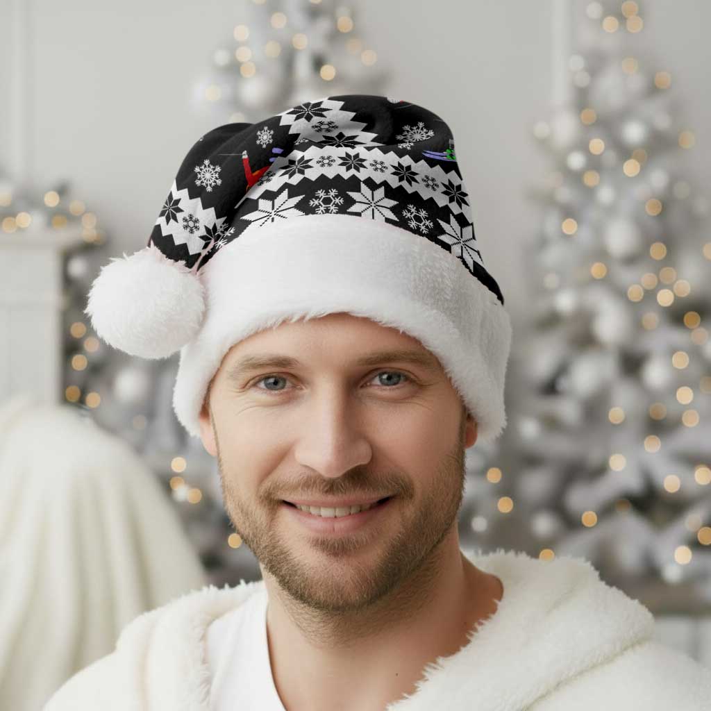 Skiing Snowflake Christmas Santa Hat Xmas Holiday Patterns - Wonder Print Shop