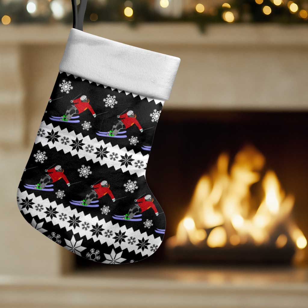 Skiing Snowflake Christmas Stocking Xmas Holiday Patterns - Wonder Print Shop