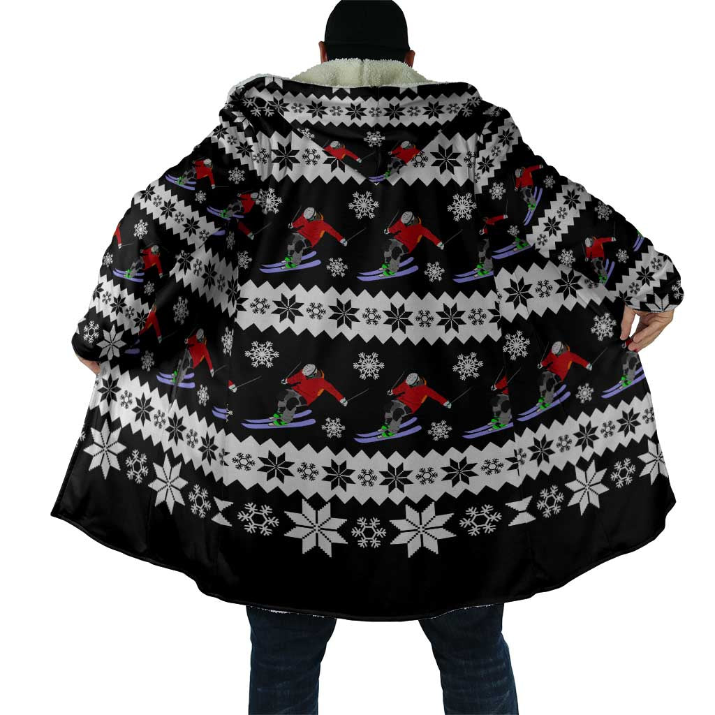 Skiing Snowflake Christmas Cloak Xmas Holiday Patterns - Wonder Print Shop