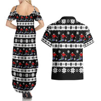 Skiing Snowflake Christmas Couples Matching Summer Maxi Dress and Hawaiian Shirt Xmas Holiday Patterns - Wonder Print Shop