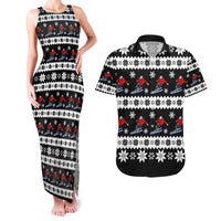 Skiing Snowflake Christmas Couples Matching Tank Maxi Dress and Hawaiian Shirt Xmas Holiday Patterns - Wonder Print Shop
