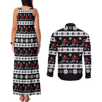 Skiing Snowflake Christmas Couples Matching Tank Maxi Dress and Long Sleeve Button Shirt Xmas Holiday Patterns - Wonder Print Shop