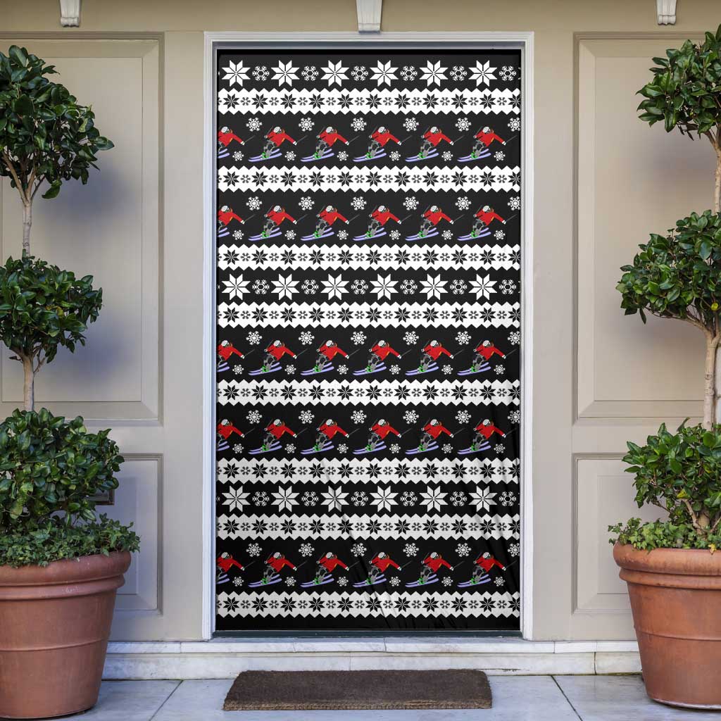 Skiing Snowflake Christmas Door Cover Xmas Holiday Patterns - Wonder Print Shop