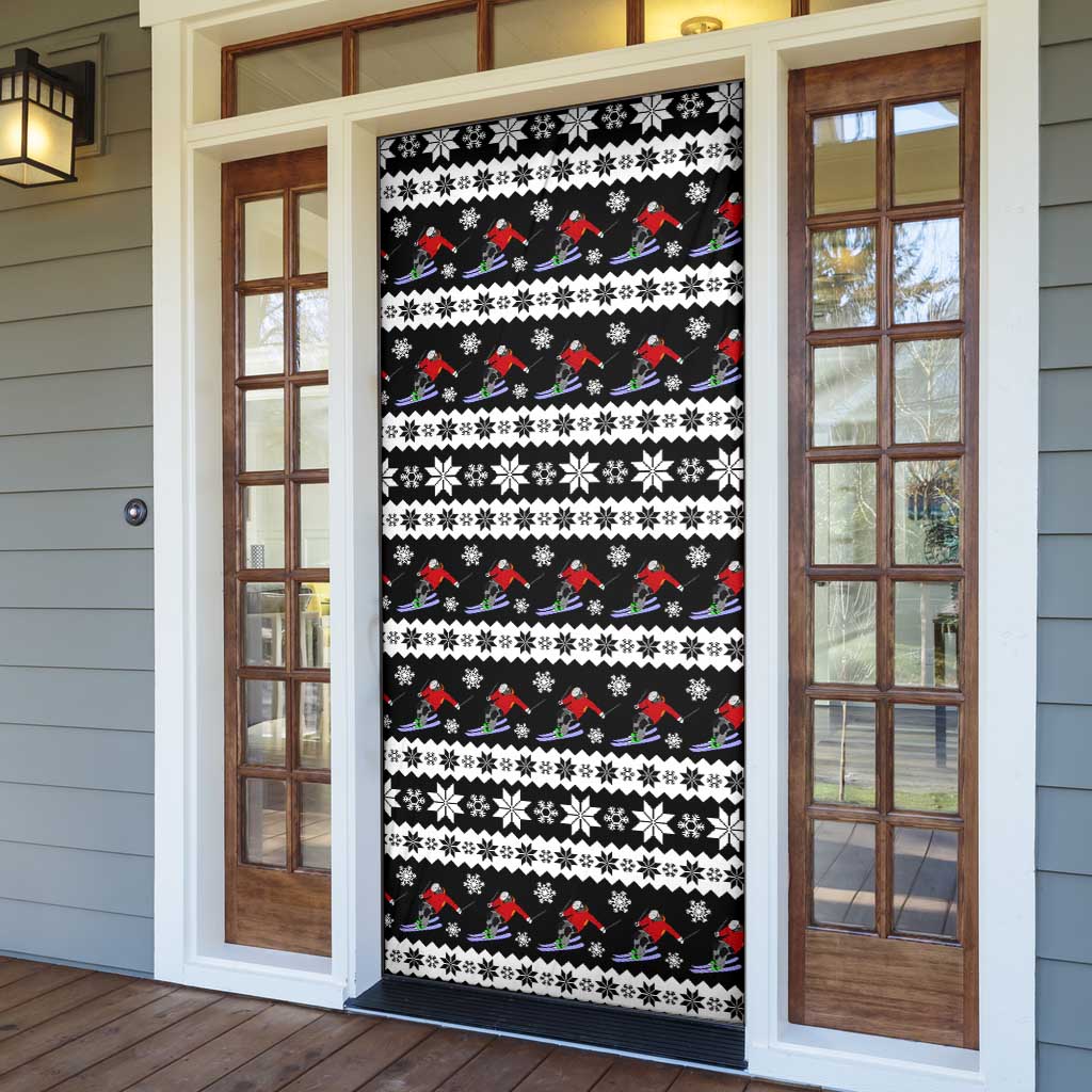 Skiing Snowflake Christmas Door Cover Xmas Holiday Patterns - Wonder Print Shop