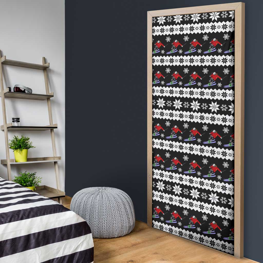 Skiing Snowflake Christmas Door Cover Xmas Holiday Patterns - Wonder Print Shop