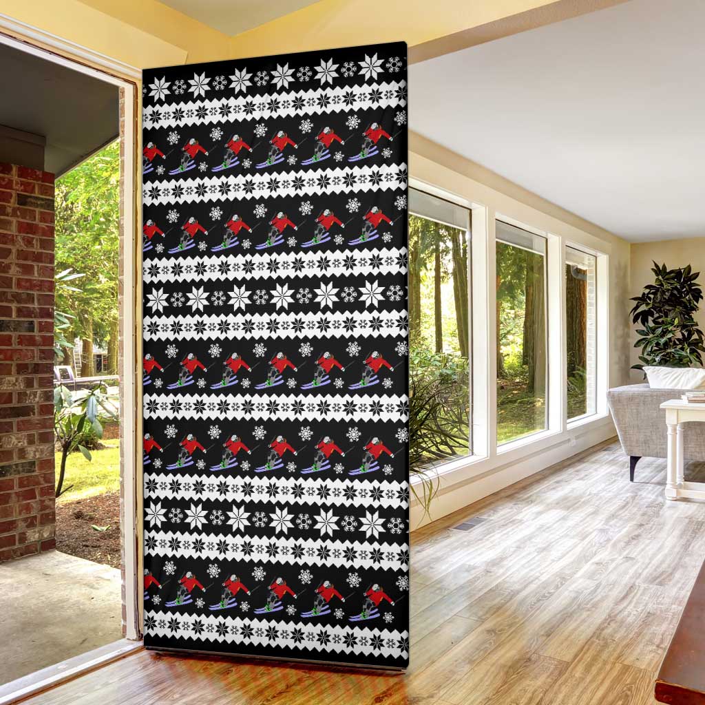 Skiing Snowflake Christmas Door Cover Xmas Holiday Patterns - Wonder Print Shop