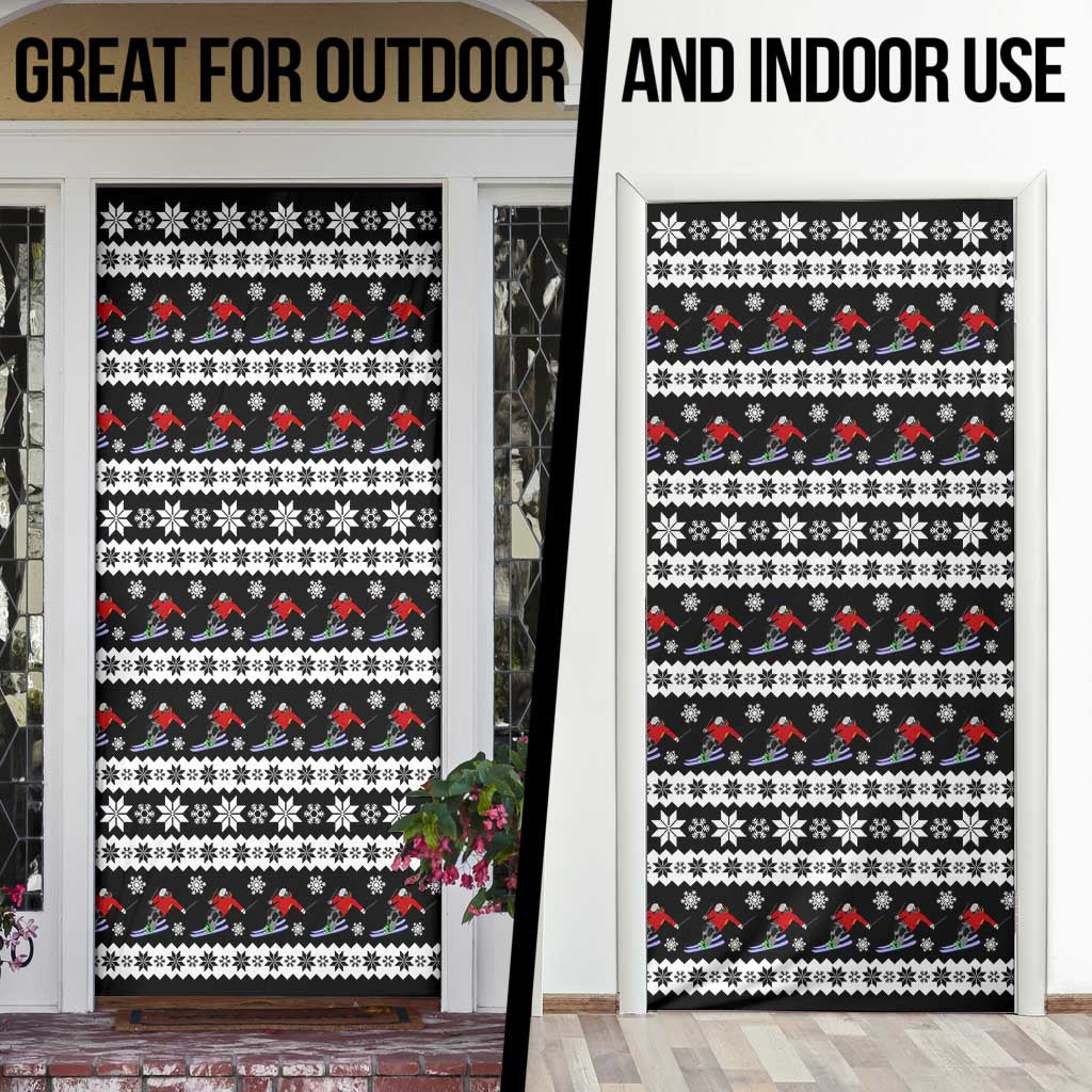Skiing Snowflake Christmas Door Cover Xmas Holiday Patterns - Wonder Print Shop