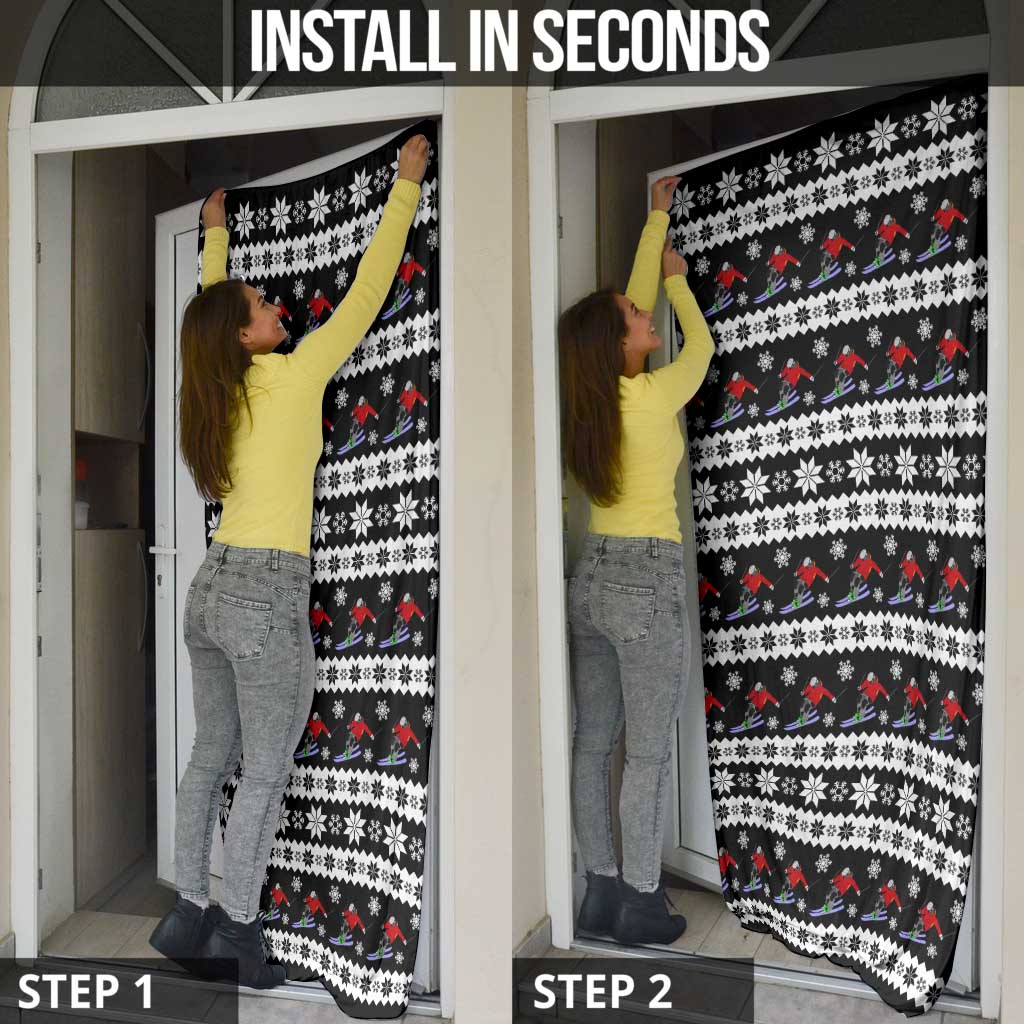 Skiing Snowflake Christmas Door Cover Xmas Holiday Patterns - Wonder Print Shop