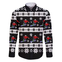 Skiing Snowflake Christmas Family Matching Long Sleeve Bodycon Dress and Hawaiian Shirt Xmas Holiday Patterns - Wonder Print Shop