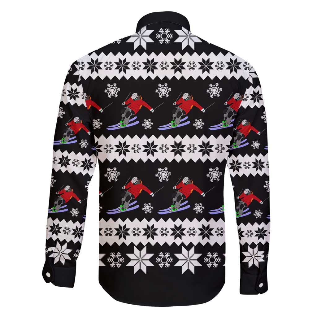 Skiing Snowflake Christmas Family Matching Long Sleeve Bodycon Dress and Hawaiian Shirt Xmas Holiday Patterns - Wonder Print Shop