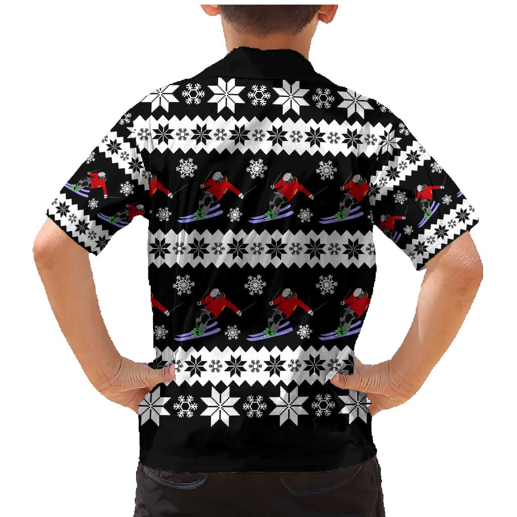 Skiing Snowflake Christmas Family Matching Mermaid Dress and Hawaiian Shirt Xmas Holiday Patterns - Wonder Print Shop