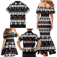 Skiing Snowflake Christmas Family Matching Mermaid Dress and Hawaiian Shirt Xmas Holiday Patterns - Wonder Print Shop