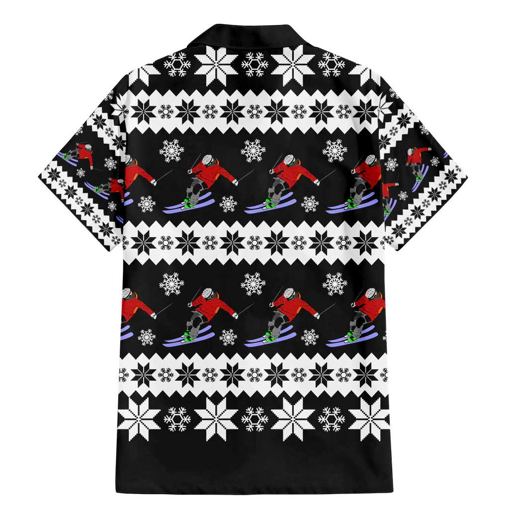 Skiing Snowflake Christmas Family Matching Mermaid Dress and Hawaiian Shirt Xmas Holiday Patterns - Wonder Print Shop