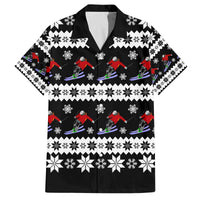 Skiing Snowflake Christmas Family Matching Off The Shoulder Long Sleeve Dress and Hawaiian Shirt Xmas Holiday Patterns - Wonder Print Shop