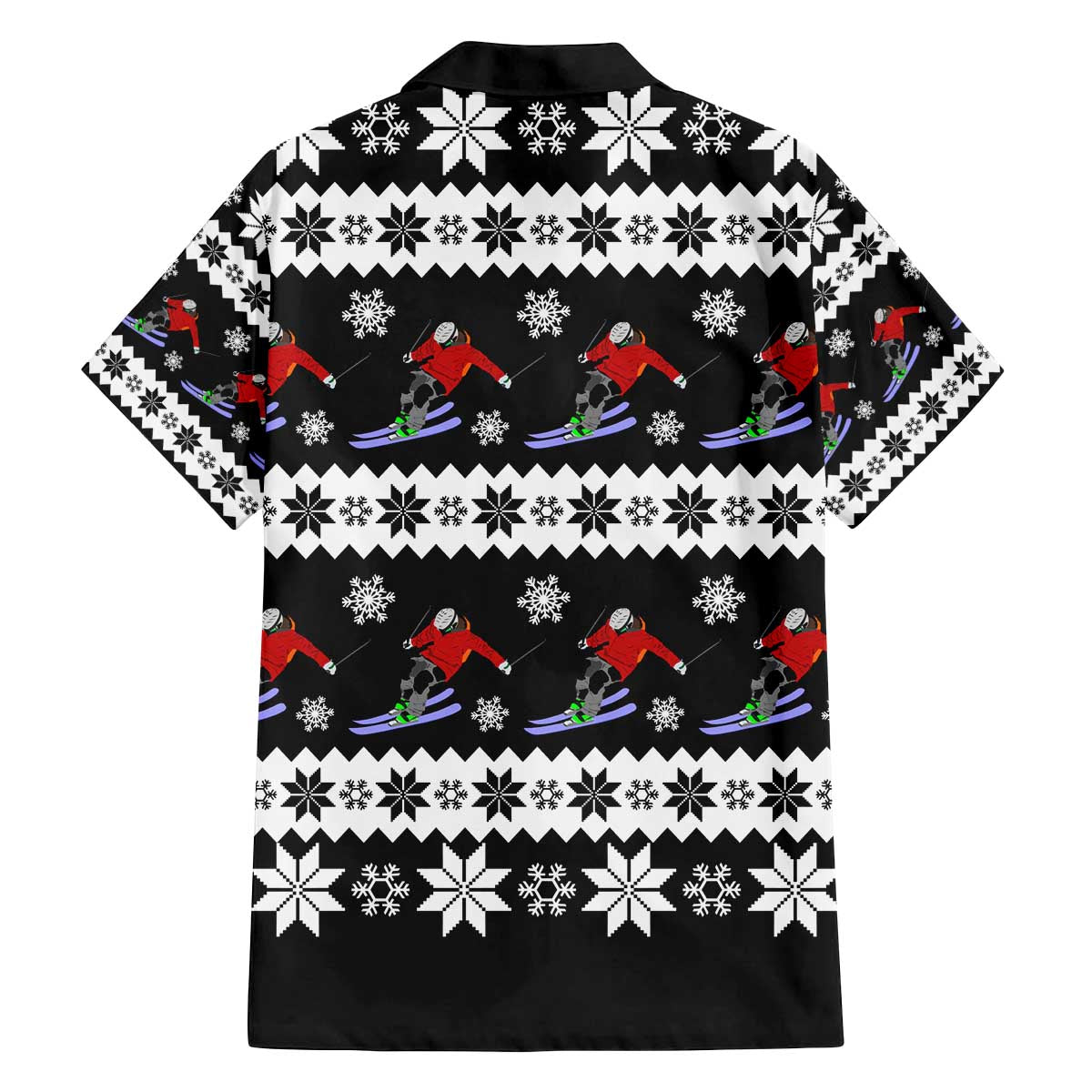 Skiing Snowflake Christmas Family Matching Off The Shoulder Long Sleeve Dress and Hawaiian Shirt Xmas Holiday Patterns - Wonder Print Shop