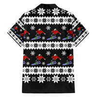 Skiing Snowflake Christmas Family Matching Off The Shoulder Long Sleeve Dress and Hawaiian Shirt Xmas Holiday Patterns - Wonder Print Shop